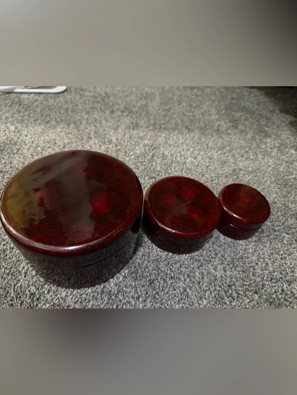 Vintage Nesting Trinket Boxes Black & Red Lacquer Stacking Jewelry Box Set